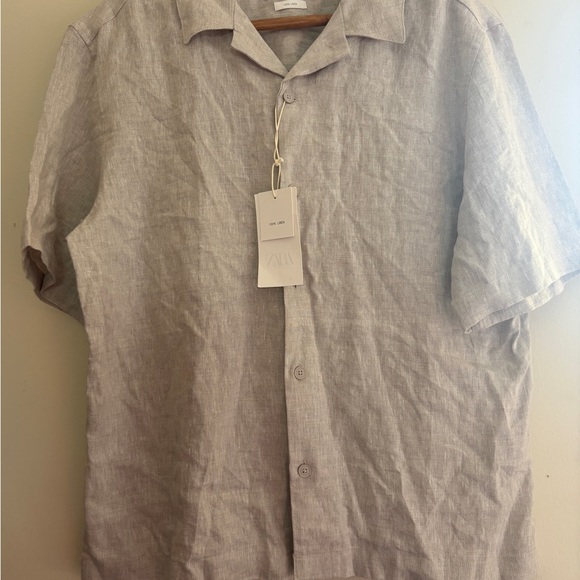 Zara Men’s 100% Linen Relaxed Fit Beige Shirt 🤎 - Picture 12 of 12